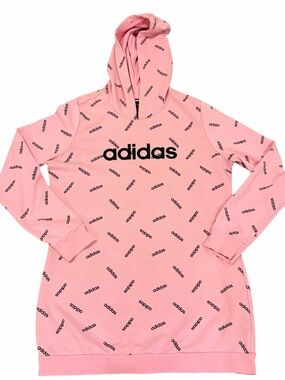 adidas Pink All-Over Logo Hoodie women’s size large